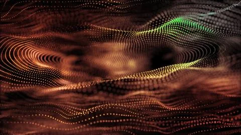 Abstract background with flowing particles forming swirling and waving patter 스톡 일러스트