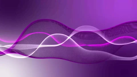 Abstract background with flowing translucent waveforms composed of dotted l.. 库存影片 334761168