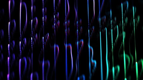 Abstract background with flowing vertical light lines on dark backdrop Stock Footage 325196877