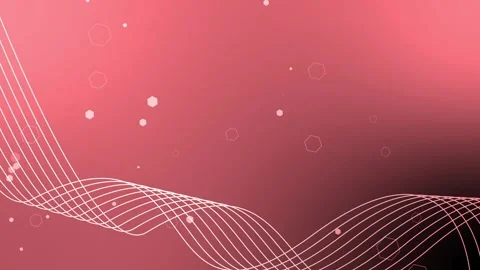 Abstract background with flowing wave lines and scattered hexagonal dots an.. Stock Footage 335487721