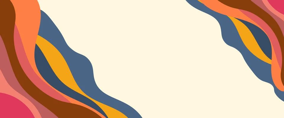 Abstract background with flowing wavy lines in warm and cool colors Stock Illustration