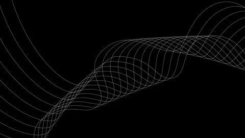 Abstract background with flowing wireframe wave across center animation Stock Footage 337005061