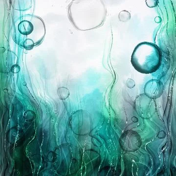 Abstract background in fluid art style. Alcohol ink, gold leaf, watercolor st Stock Illustration