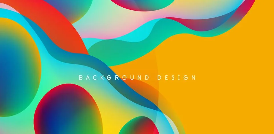 Abstract background fluid bubbles and wave elements. Template for covers Stock Illustration