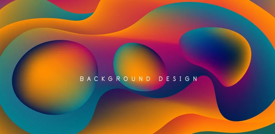 Abstract background fluid bubbles and wave elements. Template for covers イラスト素材
