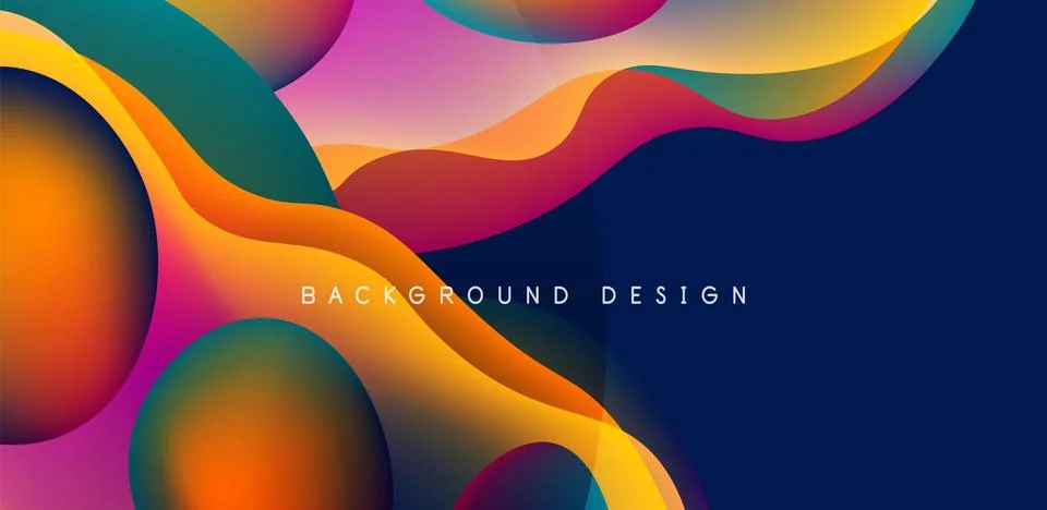 Abstract background fluid bubbles and wave elements. Template for covers Illustrazione stock