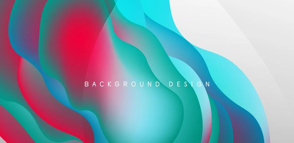 Abstract background fluid bubbles and wave elements. Template for covers Stock Illustration