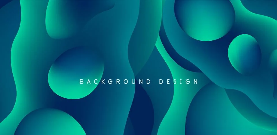 Abstract background fluid bubbles and wave elements. Template for covers Illustrazione stock
