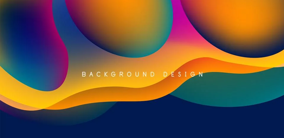 Abstract background fluid bubbles and wave elements. Template for covers Illustrazione stock