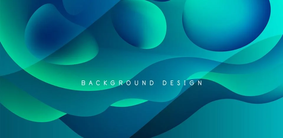 Abstract background fluid bubbles and wave elements. Template for covers Illustrazione stock