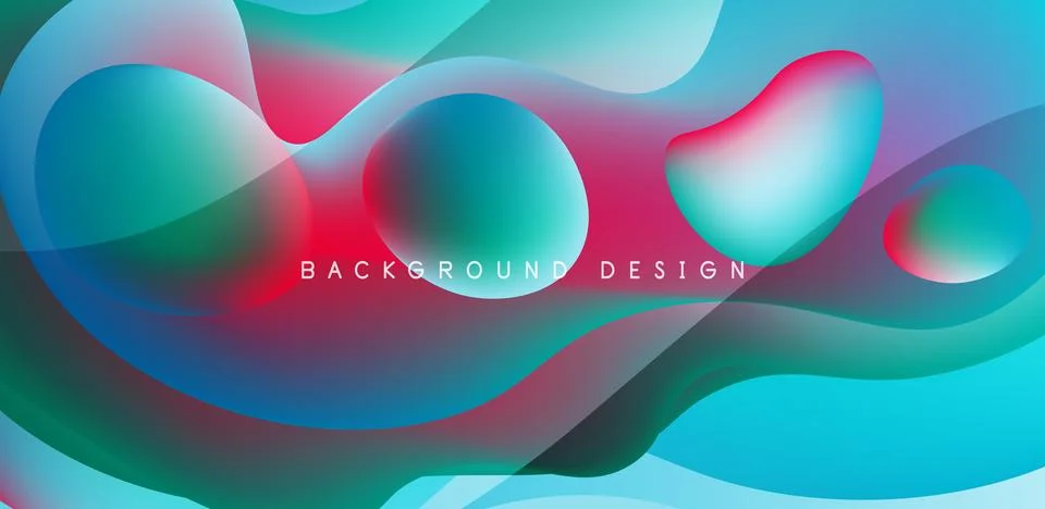 Abstract background fluid bubbles and wave elements. Template for covers Stock Illustration