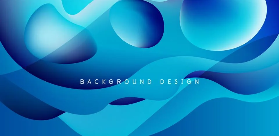 Abstract background fluid bubbles and wave elements. Template for covers Stock Illustration