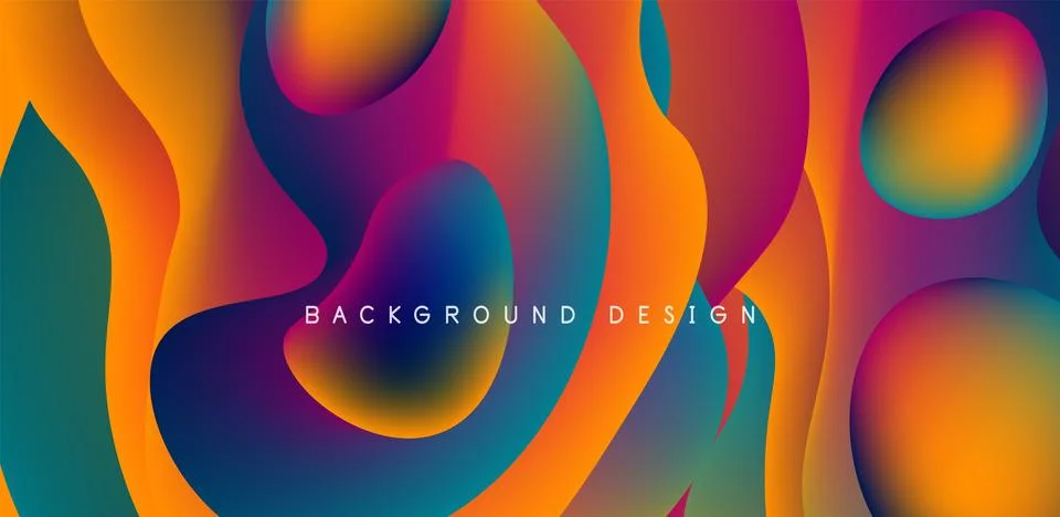 Abstract background fluid bubbles and wave elements. Template for covers Illustrazione stock
