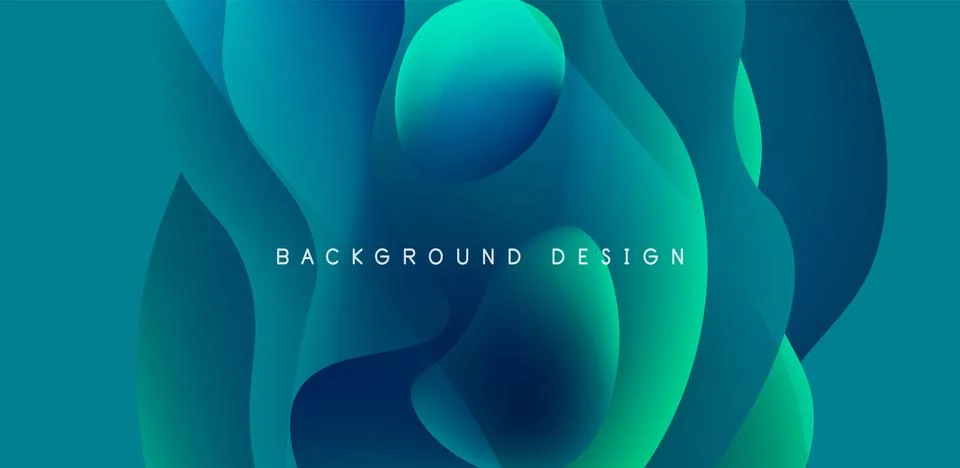 Abstract background fluid bubbles and wave elements. Template for covers Stock Illustration