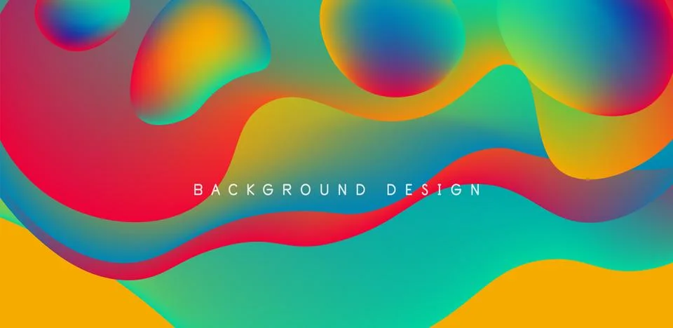 Abstract background fluid bubbles and wave elements. Template for covers Stock Illustration