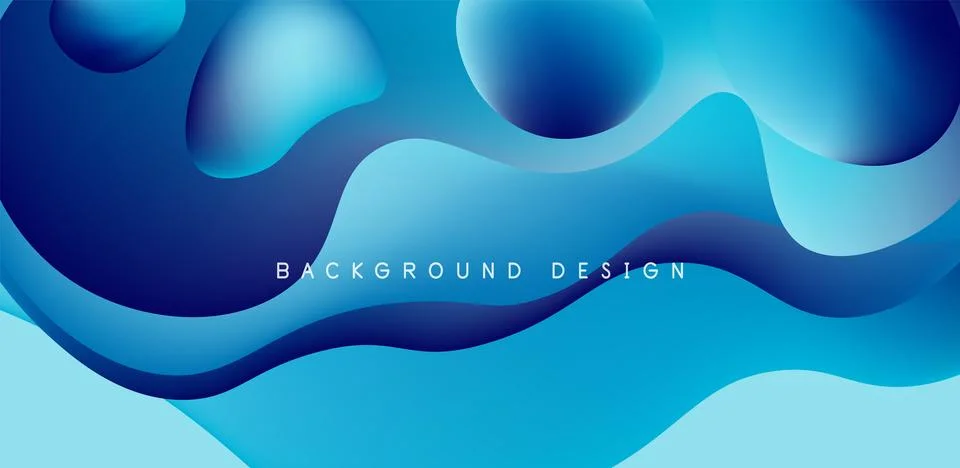 Abstract background fluid bubbles and wave elements. Template for covers Illustrazione stock