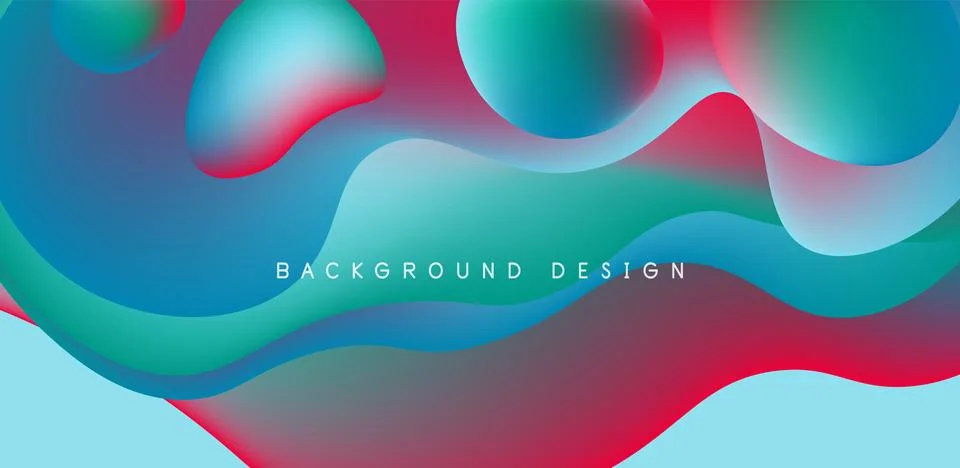 Abstract background fluid bubbles and wave elements. Template for covers Illustrazione stock