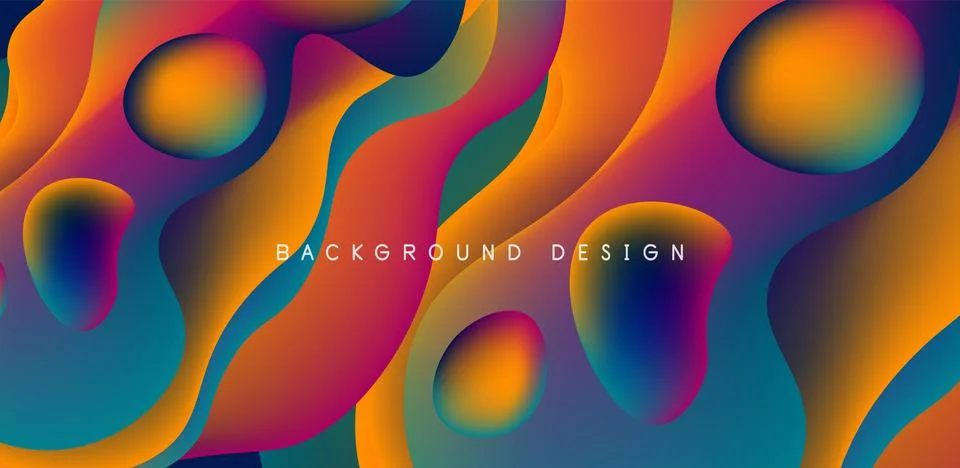 Abstract background fluid bubbles and wave elements. Template for covers イラスト素材