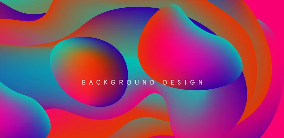 Abstract background fluid bubbles and wave elements. Template for covers Stock Illustration