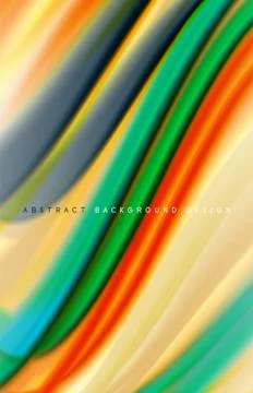 Abstract background - fluid color gradient waves, with dynamic motion line Stock Illustration
