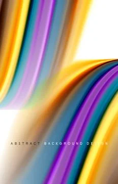 Abstract background - fluid color gradient waves, with dynamic motion line Stock Illustration