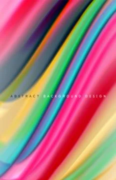 Abstract background - fluid color gradient waves, with dynamic motion line Stock Illustration
