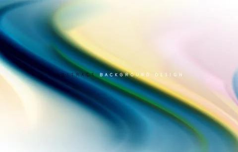 Abstract background - fluid color gradient waves, with dynamic motion line Stock Illustration