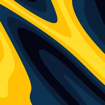 Abstract Background with Fluid Dynamic Wavy Yellow and Navy Blue Layers イラスト素材
