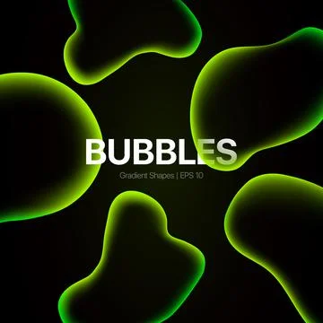 Abstract Background. Fluid Shapes Bubbles on black background Stock Illustration