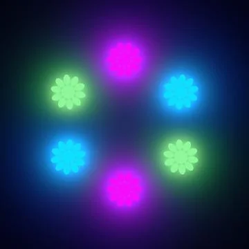 Abstract background with fluorescent neon light flowers Illustrazione stock