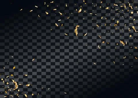 Abstract background with flying in the air scattered golden confetti. Stock Illustration