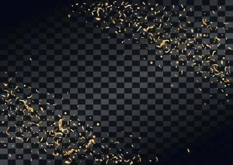 Abstract background with flying in the air scattered golden confetti. Stock Illustration