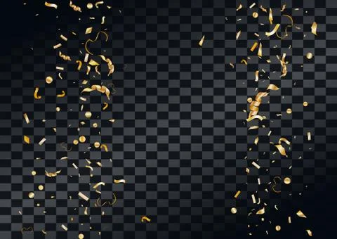 Abstract background with flying in the air scattered golden confetti. Stock Illustration