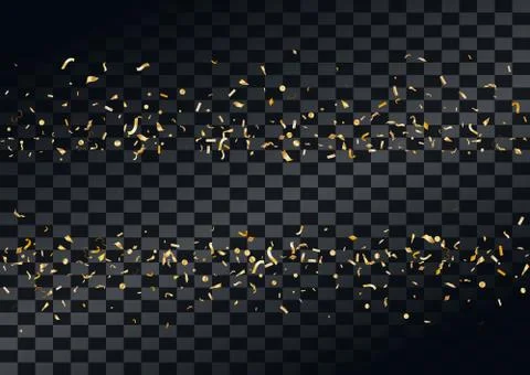 Abstract background with flying in the air scattered golden confetti. Stock Illustration