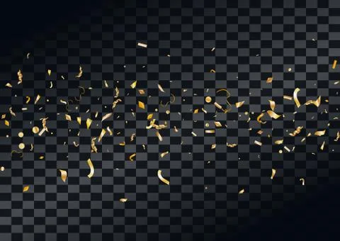 Abstract background with flying in the air scattered golden confetti. Stock Illustration