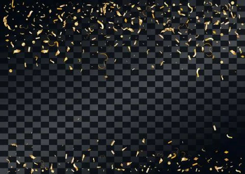 Abstract background with flying in the air scattered golden confetti. Stock Illustration