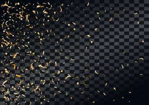 Abstract background with flying in the air scattered golden confetti. Stock Illustration