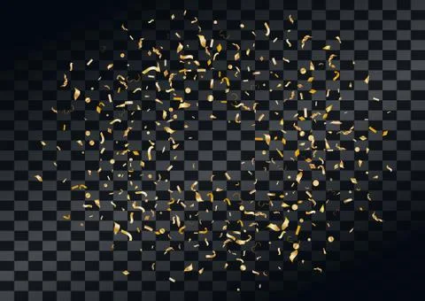 Abstract background with flying in the air scattered golden confetti. Stock Illustration