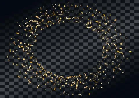 Abstract background with flying in the air scattered golden confetti. Stock Illustration