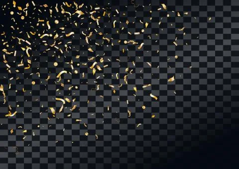 Abstract background with flying in the air scattered golden confetti. Stock Illustration