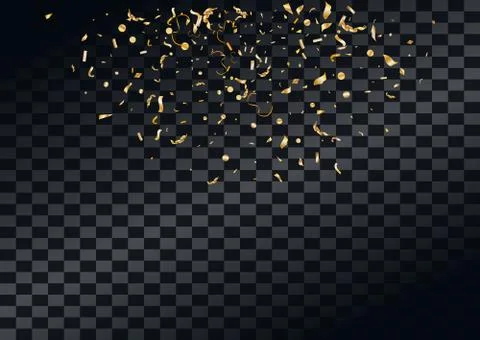 Abstract background with flying in the air scattered golden confetti. Stock Illustration