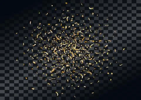 Abstract background with flying in the air scattered golden confetti. Stock Illustration