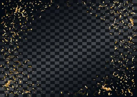 Abstract background with flying in the air scattered golden confetti. Stock Illustration