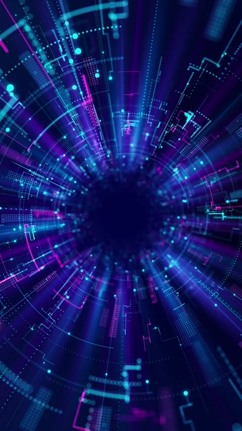 Abstract background flying into digital tunnel from flickering particles, digits Stock Footage 341899343