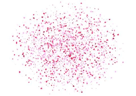 Abstract background with flying heart shaped confetti. Stock Illustration