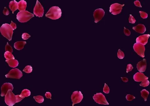 Abstract background with flying pink, red rose petals. Stock Illustration