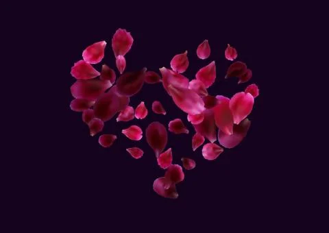 Abstract background with flying pink, red rose petals. Stock Illustration