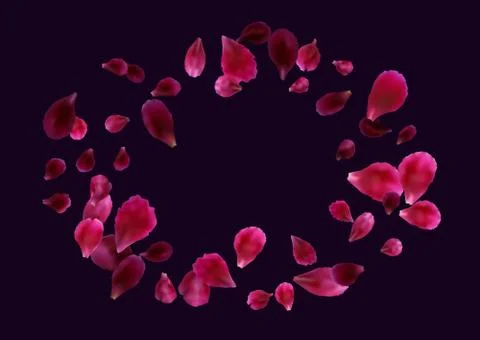 Abstract background with flying pink, red rose petals. Stock Illustration