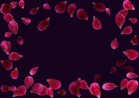 Abstract background with flying pink, red rose petals. Stock Illustration