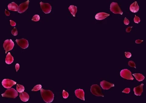 Abstract background with flying pink, red rose petals. Stock Illustration